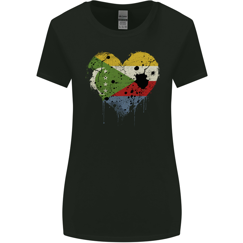 Love Comoros Flag Comorian Day Football Womens Wider Cut T-Shirt Black
