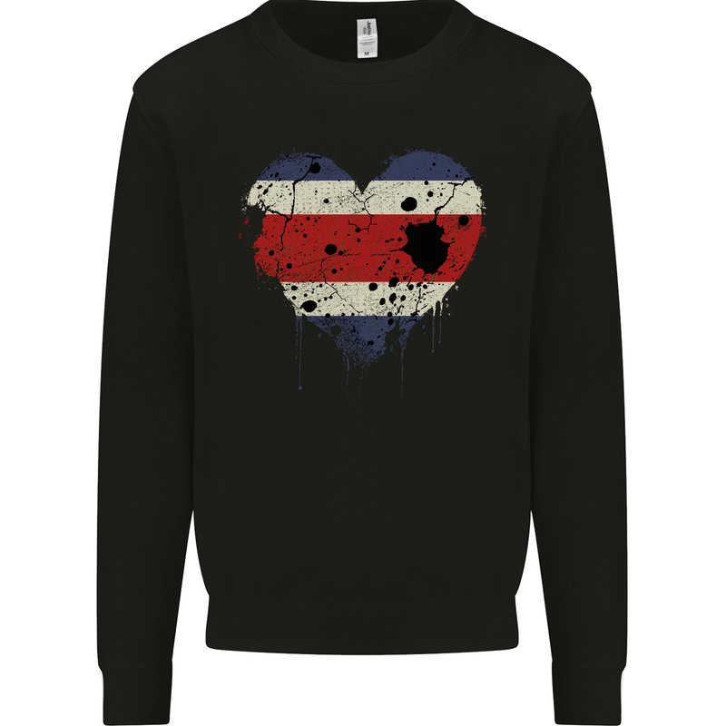 Love Costa Rica Flag Rican Day Football Mens Sweatshirt Jumper Black