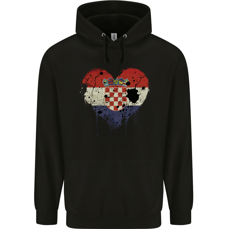 Love Croatia Flag Croatian Day Football Childrens Kids Hoodie Black