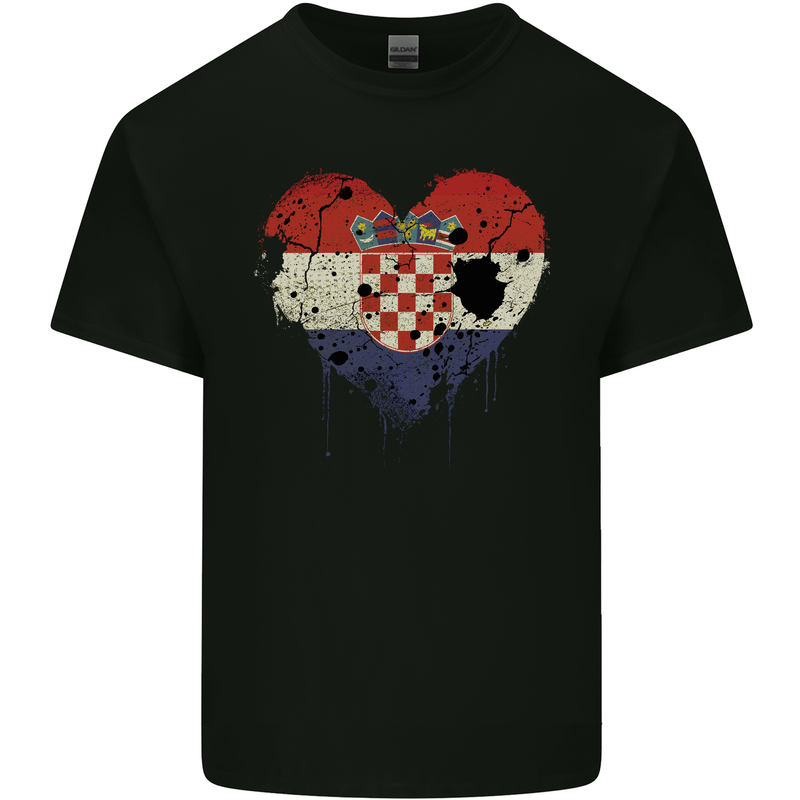 Love Croatia Flag Croatian Day Football Kids T-Shirt Childrens Black