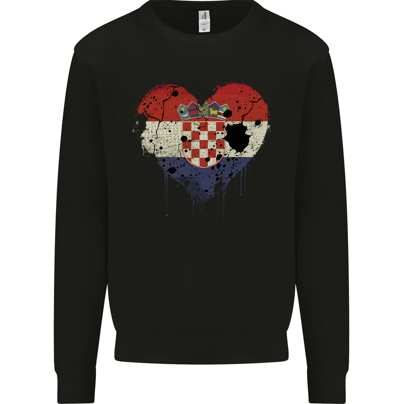 Love Croatia Flag Croatian Day Football Mens Sweatshirt Jumper Black