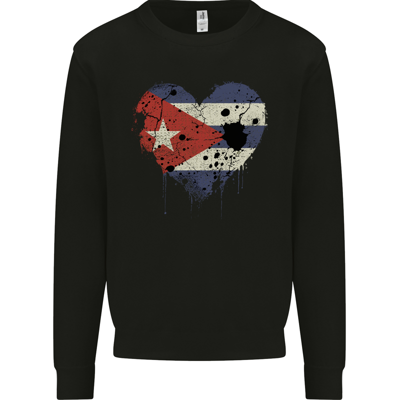 Love Cuba Flag Cuban Day Football Mens Sweatshirt Jumper Black