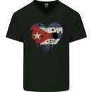 Love Cuba Flag Cuban Day Football Mens V-Neck Cotton T-Shirt Black