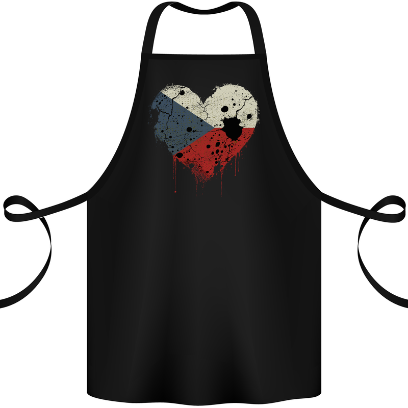 Love Czechia Flag Czech Republic Day Football Cotton Apron 100% Organic Black