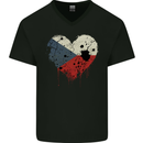 Love Czechia Flag Czech Republic Day Football Mens V-Neck Cotton T-Shirt Black