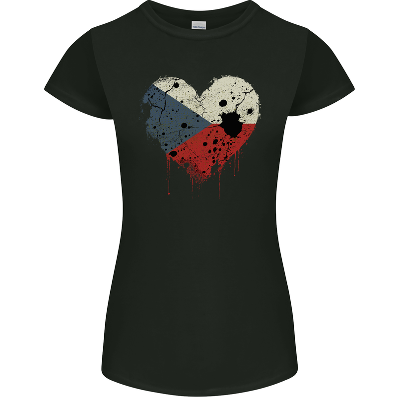 Love Czechia Flag Czech Republic Day Football Womens Petite Cut T-Shirt Black