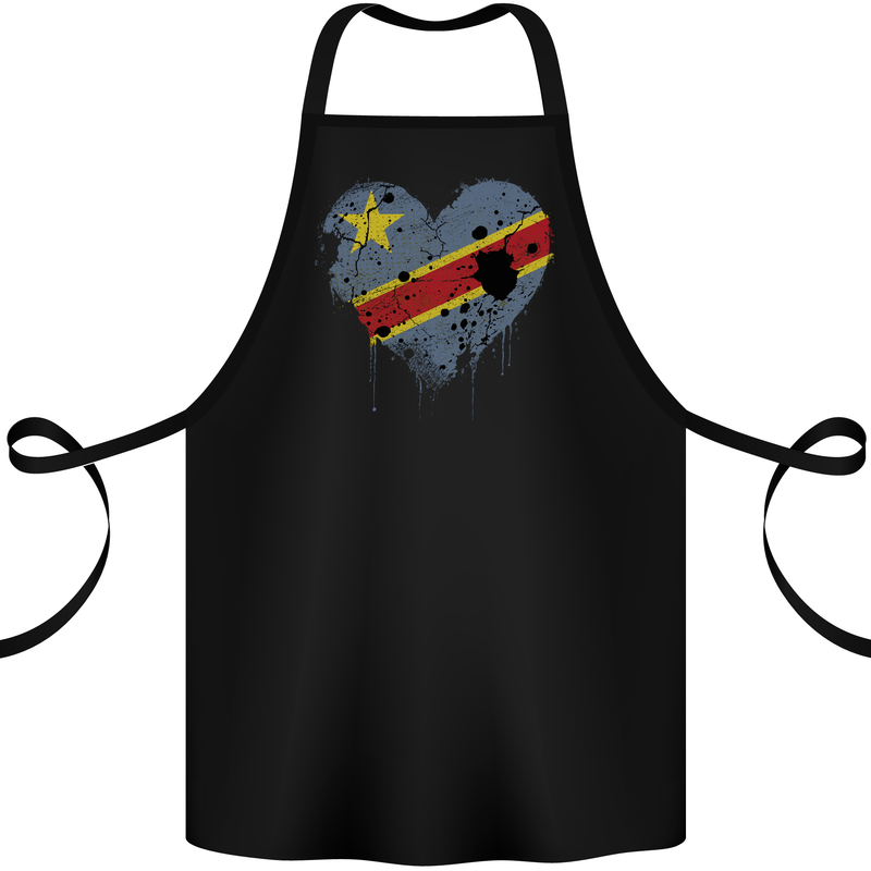 Love DR Congo Flag Congolese Day Football Cotton Apron 100% Organic Black