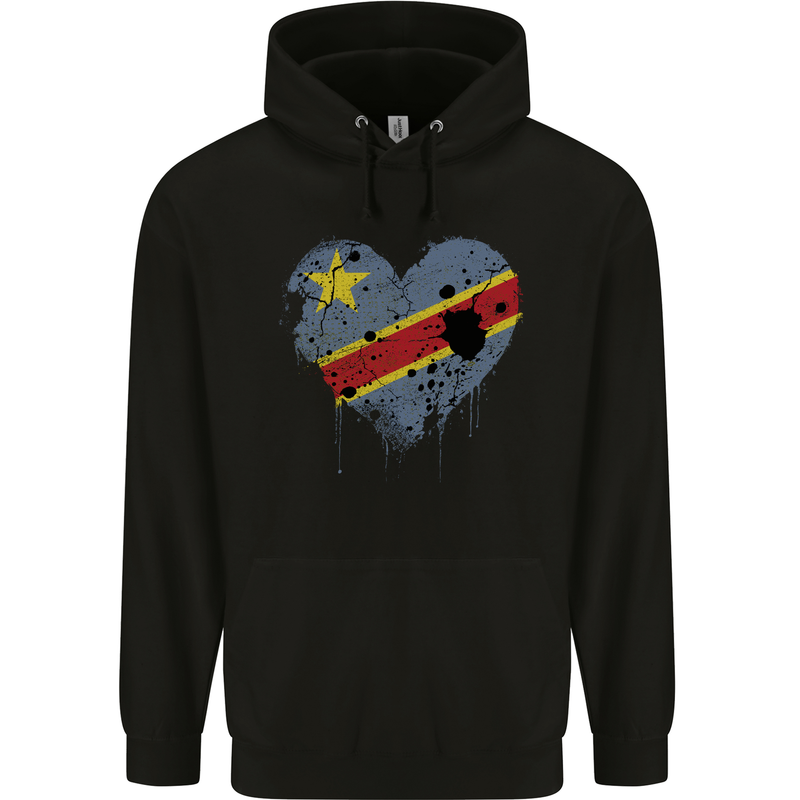 Love DR Congo Flag Congolese Day Football Mens 80% Cotton Hoodie Black