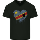 Love DR Congo Flag Congolese Day Football Mens V-Neck Cotton T-Shirt Black
