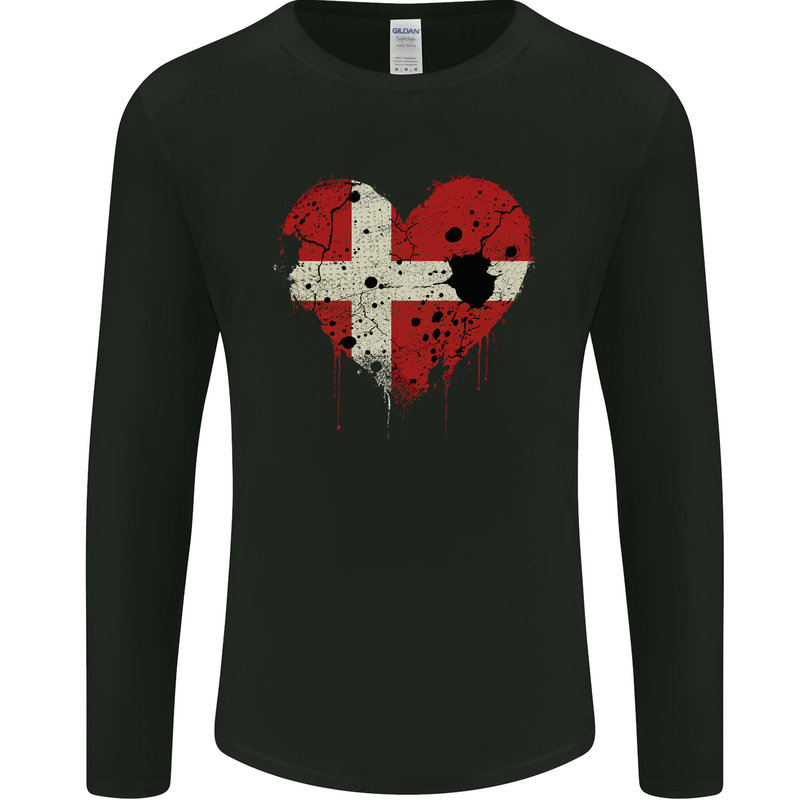 Love Denmark Flag Danish Day Football Mens Long Sleeve T-Shirt Black