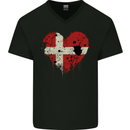 Love Denmark Flag Danish Day Football Mens V-Neck Cotton T-Shirt Black