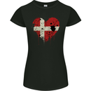 Love Denmark Flag Danish Day Football Womens Petite Cut T-Shirt Black