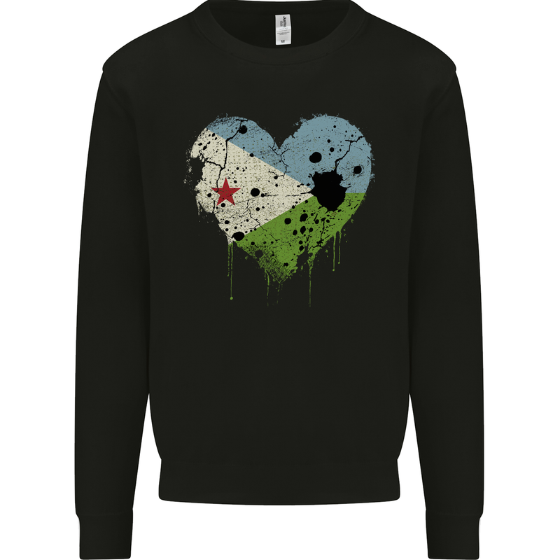 Love Djibouti Flag Djiboutians Day Football Mens Sweatshirt Jumper Black