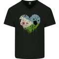 Love Djibouti Flag Djiboutians Day Football Mens V-Neck Cotton T-Shirt Black
