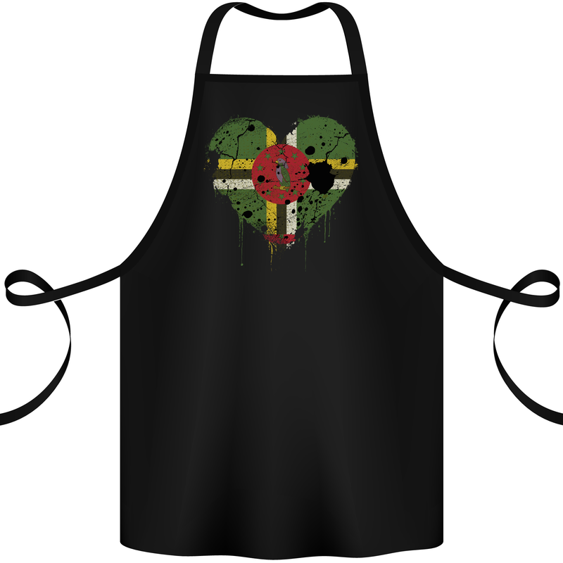 Love Dominica Flag Dominican Day Football Cotton Apron 100% Organic Black