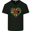 Love Dominica Flag Dominican Day Football Mens V-Neck Cotton T-Shirt Black