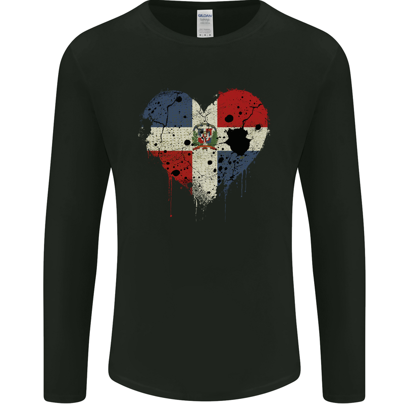 Love Dominican Republic Flag Dominicanos Day Mens Long Sleeve T-Shirt Black