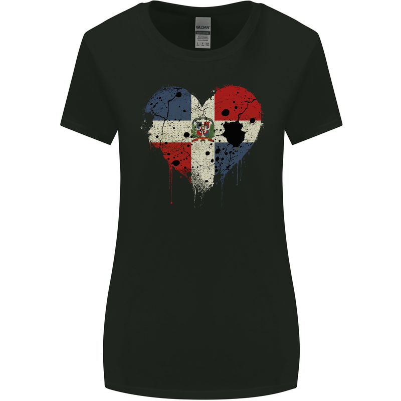 Love Dominican Republic Flag Dominicanos Day Womens Wider Cut T-Shirt Black