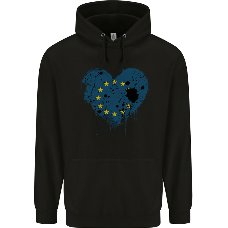 Love EU Flag European Union Flag Football Childrens Kids Hoodie Black