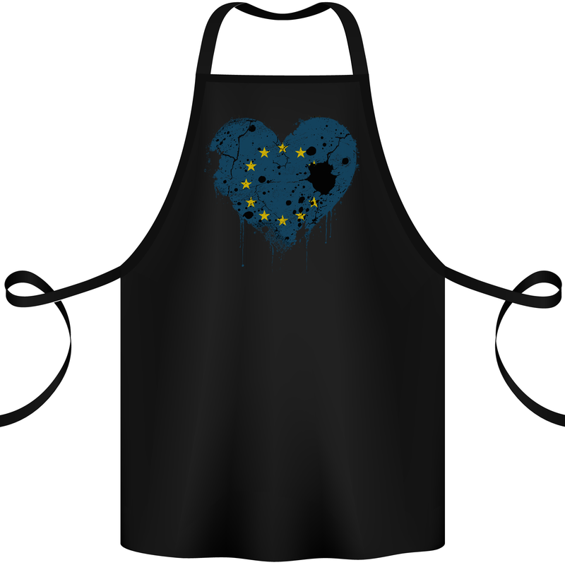 Love EU Flag European Union Flag Football Cotton Apron 100% Organic Black