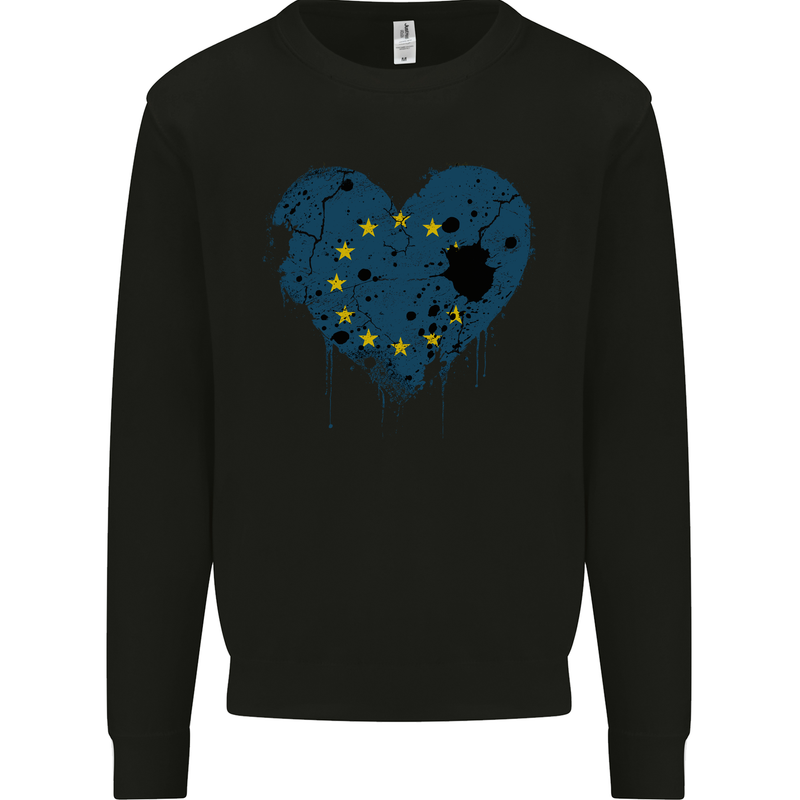 Love EU Flag European Union Flag Football Mens Sweatshirt Jumper Black