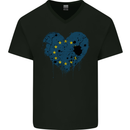 Love EU Flag European Union Flag Football Mens V-Neck Cotton T-Shirt Black