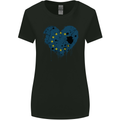 Love EU Flag European Union Flag Football Womens Wider Cut T-Shirt Black