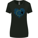 Love EU Flag European Union Flag Football Womens Wider Cut T-Shirt Black