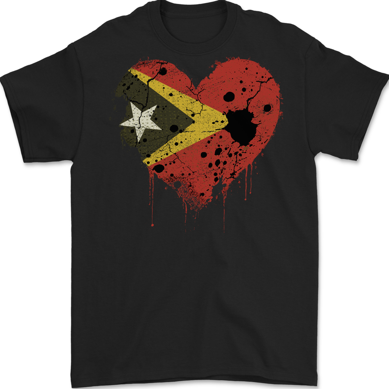 Love East Timor Flag Day Football Mens Gildan Cotton T-Shirt Black