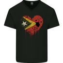 Love East Timor Flag Day Football Mens V-Neck Cotton T-Shirt Black
