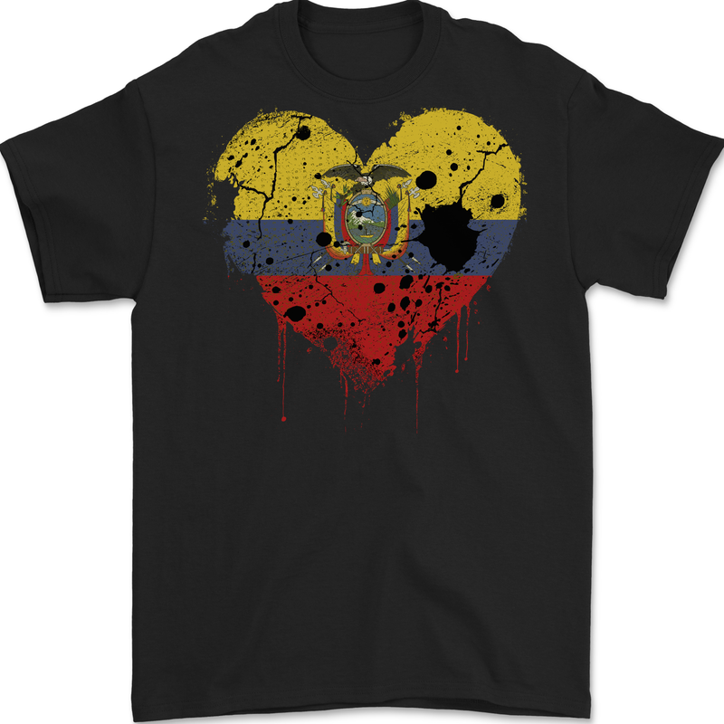 Love Ecuador Flag Ecuadorian Day Football Mens Gildan Cotton T-Shirt Black