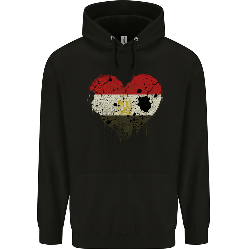 Love Egypt Flag Egyptian Day Football Childrens Kids Hoodie Black