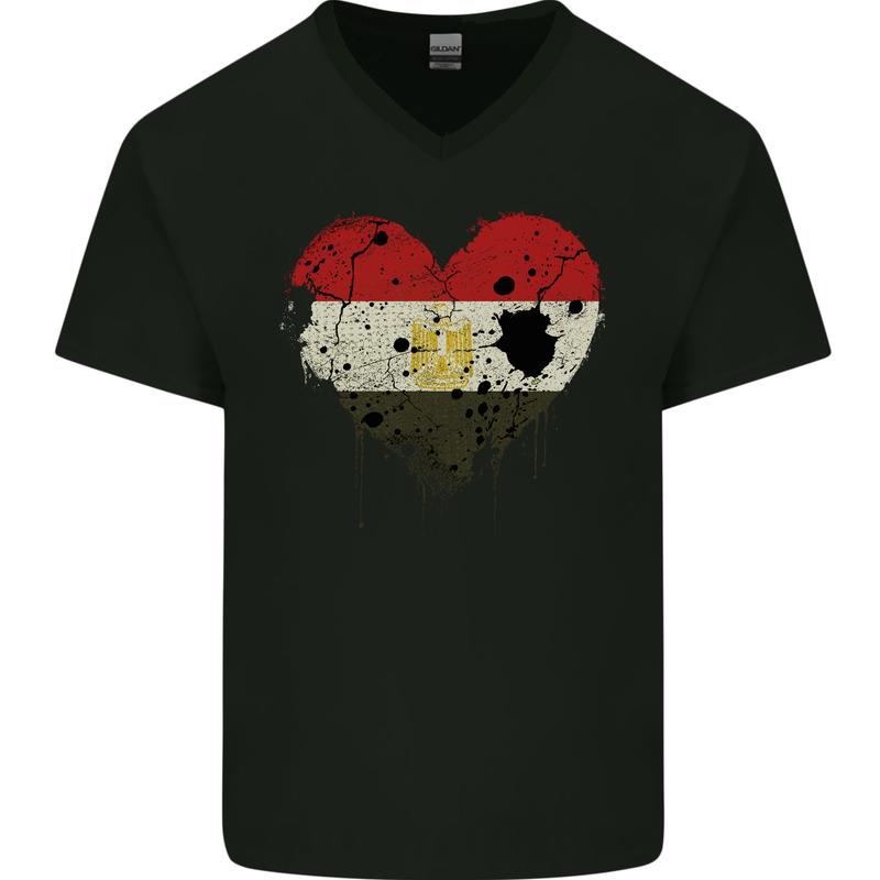 Love Egypt Flag Egyptian Day Football Mens V-Neck Cotton T-Shirt Black