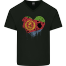 Love Eritrean Flag Eritrea Flag Day Football Mens V-Neck Cotton T-Shirt Black