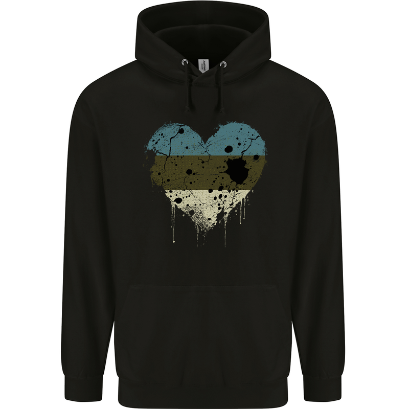 Love Estonia Flag Estonian Day Football Childrens Kids Hoodie Black