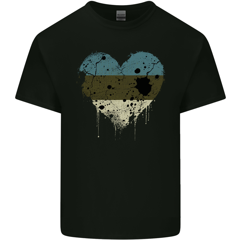 Love Estonia Flag Estonian Day Football Mens Cotton T-Shirt Tee Top Black