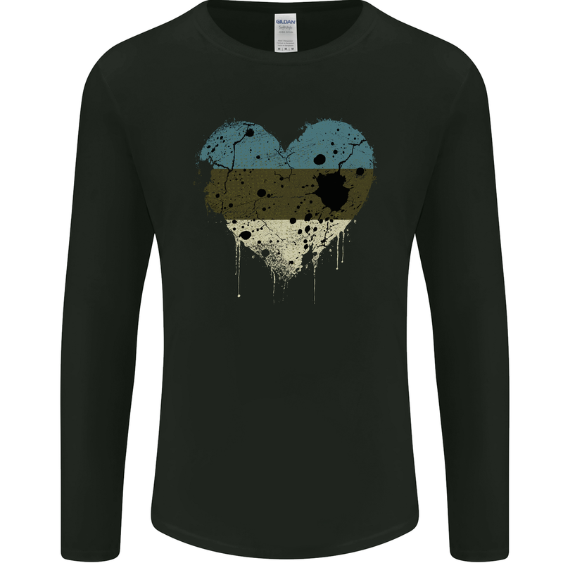Love Estonia Flag Estonian Day Football Mens Long Sleeve T-Shirt Black