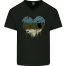 Love Estonia Flag Estonian Day Football Mens V-Neck Cotton T-Shirt Black