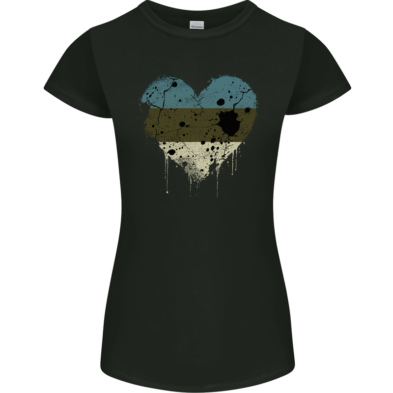 Love Estonia Flag Estonian Day Football Womens Petite Cut T-Shirt Black