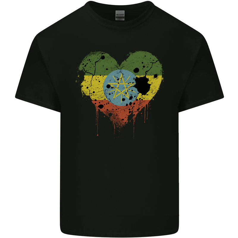 Love Ethiopia Flag Ethiopian Day Football Kids T-Shirt Childrens Black