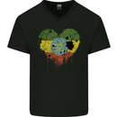 Love Ethiopia Flag Ethiopian Day Football Mens V-Neck Cotton T-Shirt Black