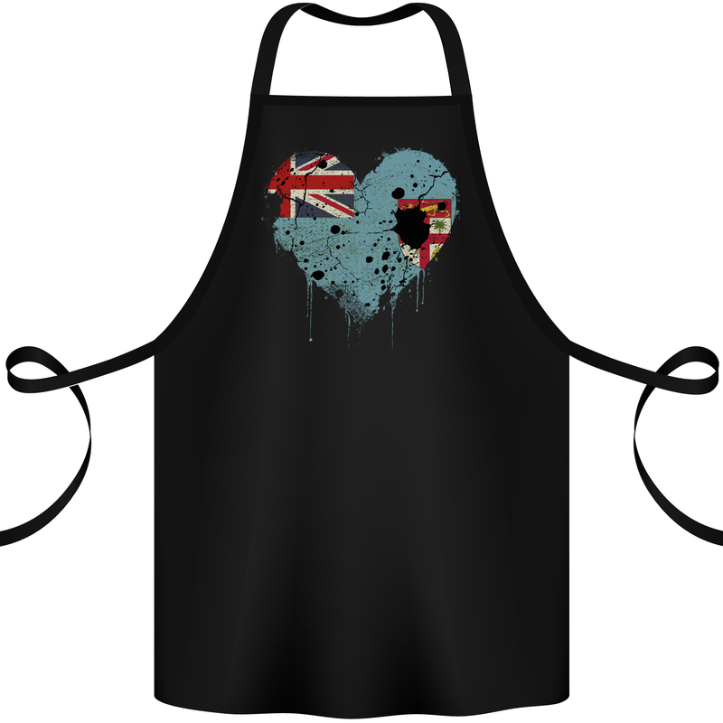 Love Fiji Flag Fijian Day Football Cotton Apron 100% Organic Black