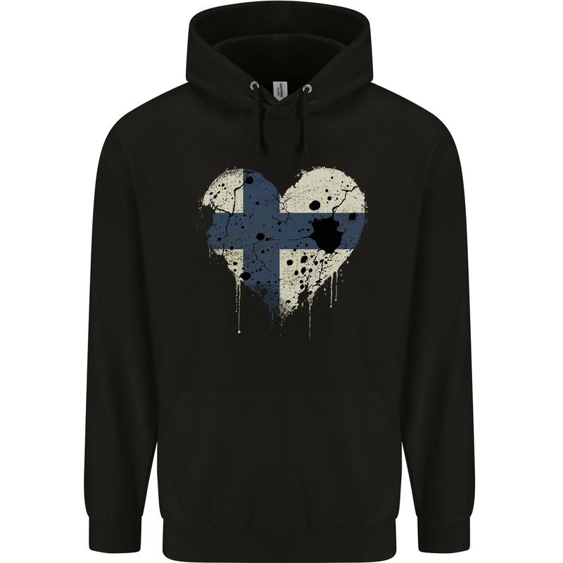 Love Finland Flag Finnish Day Football Childrens Kids Hoodie Black