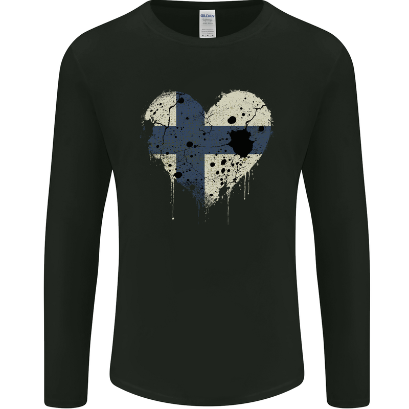 Love Finland Flag Finnish Day Football Mens Long Sleeve T-Shirt Black