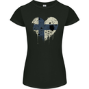 Love Finland Flag Finnish Day Football Womens Petite Cut T-Shirt Black
