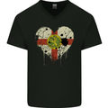 Love Flag ALDERNEY Football Mens V-Neck Cotton T-Shirt Black