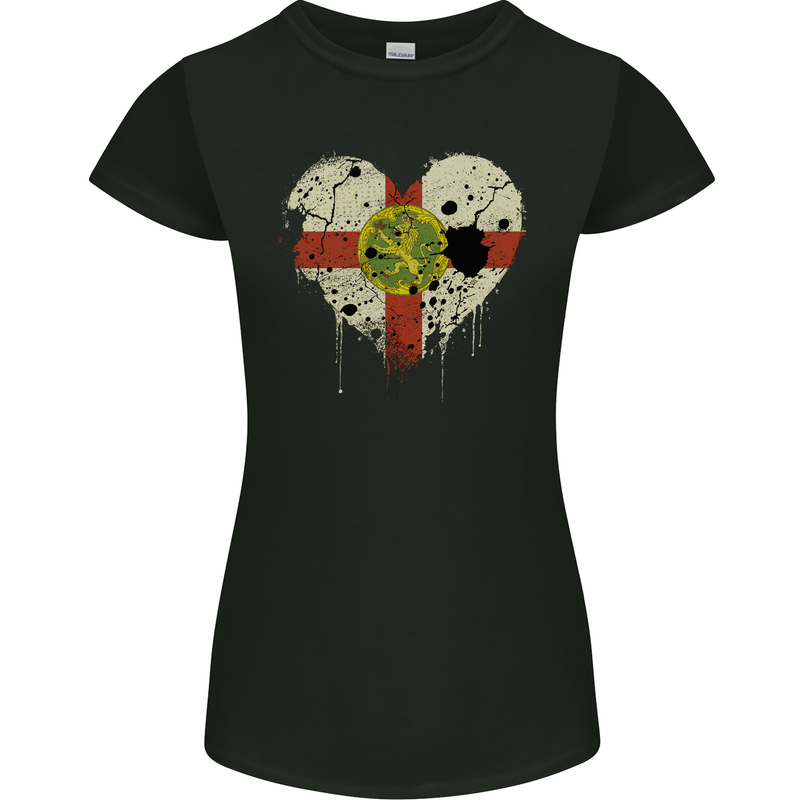 Love Flag ALDERNEY Football Womens Petite Cut T-Shirt Black