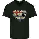 Love Flag Ajaria Football Mens V-Neck Cotton T-Shirt Black