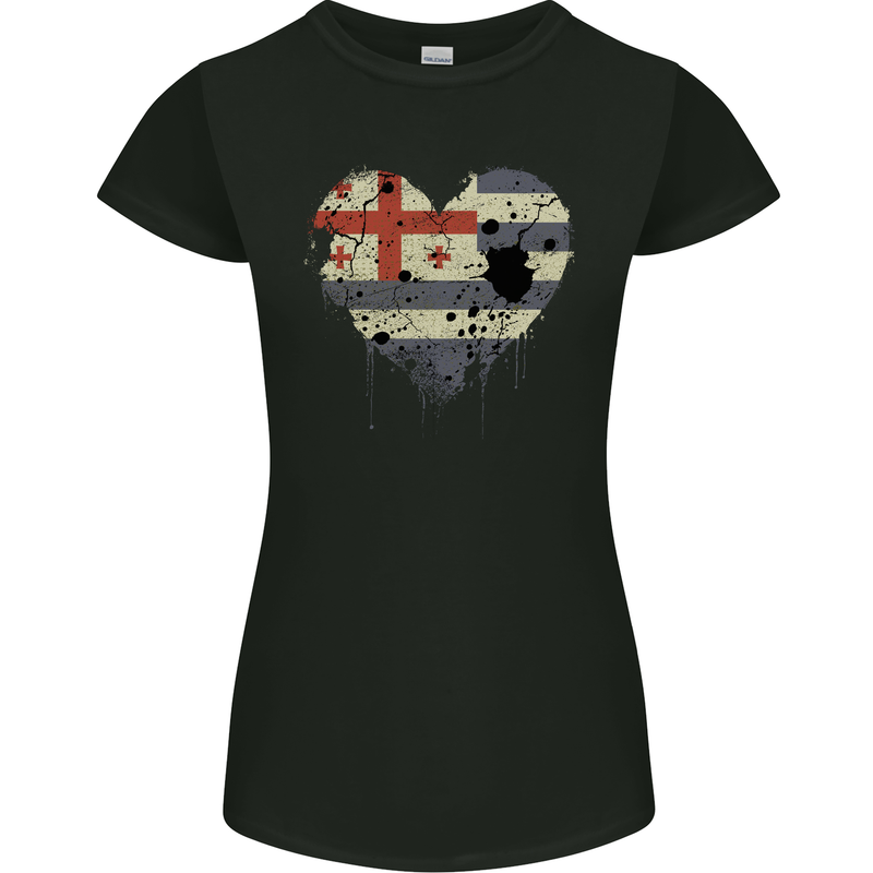 Love Flag Ajaria Football Womens Petite Cut T-Shirt Black
