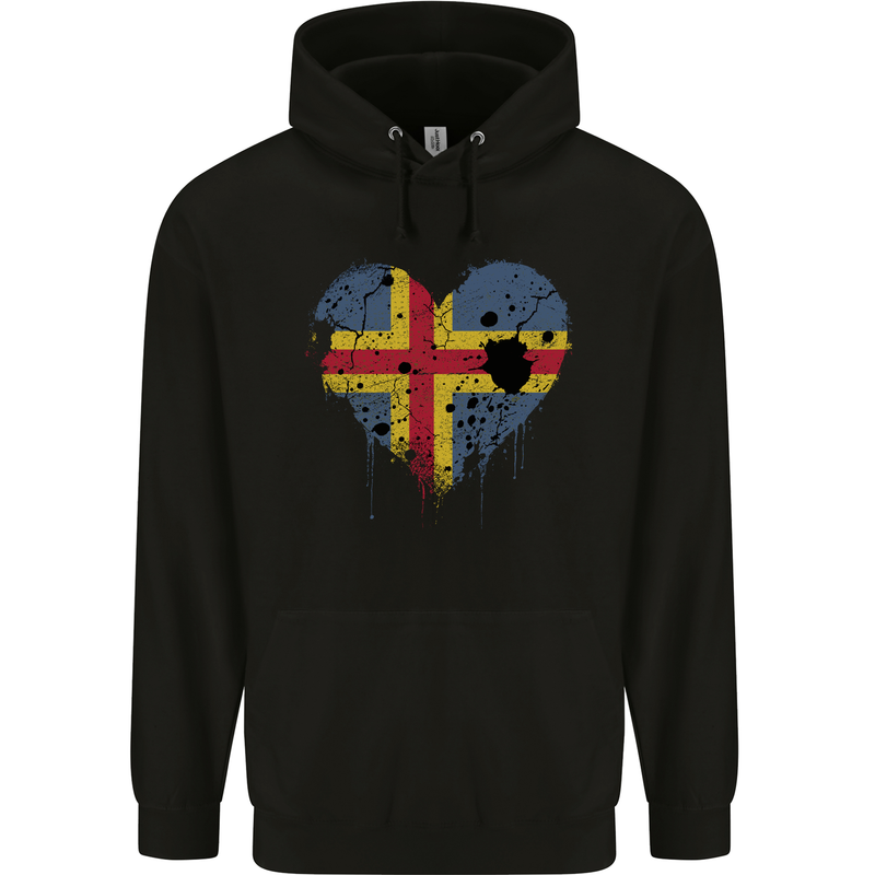 Love Flag Aland Football Mens 80% Cotton Hoodie Black
